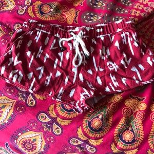 Red and white patterned shorts